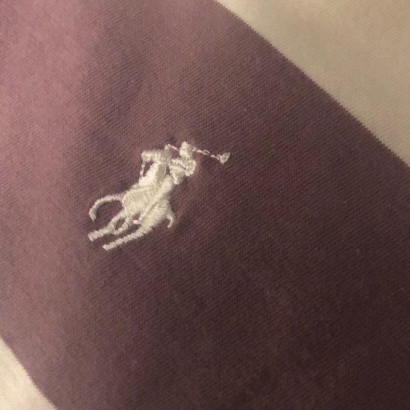 Ralph Lauren Sport purple and cream striped shirt - Picture 3 of 4